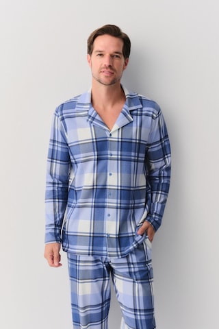 Suwen Sam Erkek Maskülen Pijama Takımı Sh26301660b375 Mavi Ekoseli