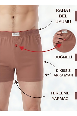 Mercan Kahverengi %100 Pamuk Havlubel Boxer