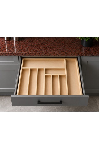 Ayfiwood 54x39 Cm Kaşıklık Çekmece İçi Düzenleyici Doğal Ahşap Mutfak Organizer Çatal Bıçak Ve Servis Gereçleri