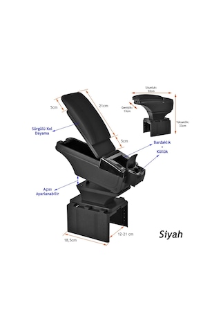 Carub Kolçak Sürgülü Ayarlı Siyah Küllük+Bardaklıklı Br4705707