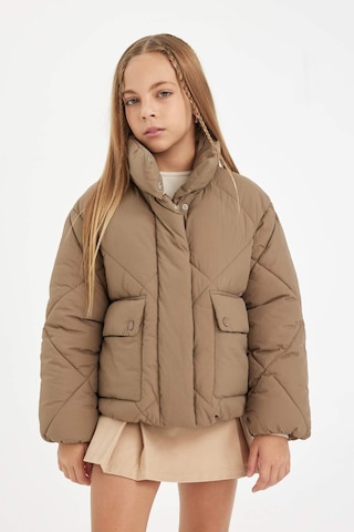 DeFacto Kız Çocuk Su İtici Şişme Mont Dik Yaka Cepli Fermuarlı C6335A824AUBG80 Bej