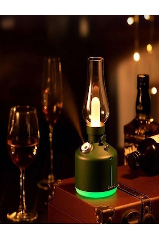 Vintage Şarjlı Gece Lambası Hava Nemlendirici Buhar Makinesi 280ml Yeşil Renk