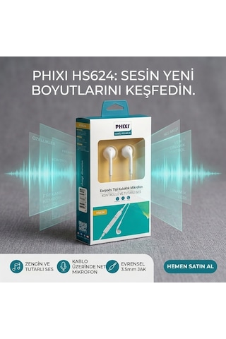 Phıxı Basic Hs624 Mikrofonlu Kulak Ici Kablolu Kulaklik 3.5 Mm Jack