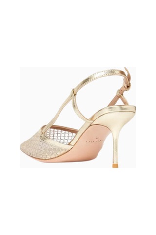 Nicoli Joel 75 Kristal Slingback Topuklu Ayakkabı, Işıltılı Mesh Tasarım Acı Kahverengi