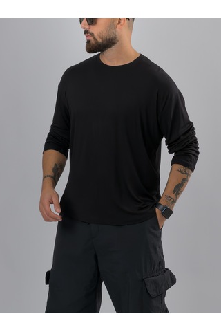 Cocopelli Siyah Bisiklet Yaka Basic Erkek Sweatshirt Coc3540