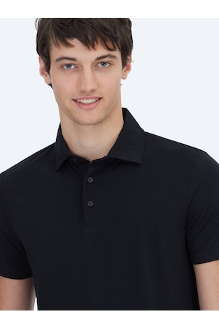 Siyah Düz Polo Yaka T-shirt Siyah