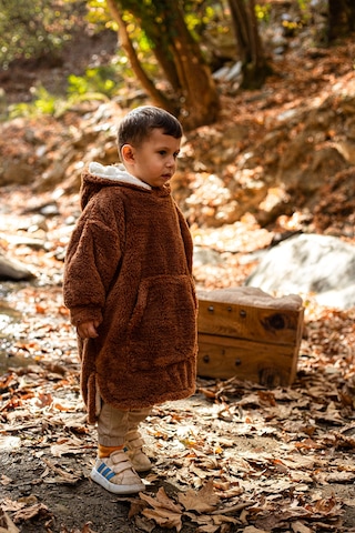 Luckka Heritage Çift Katlı Wellsoft Çocuk Giyilebilir Battaniye - Peluş Panço Oversize - Ztpufbat Kahverengi