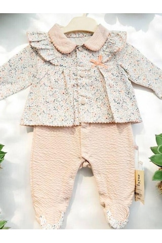 Bebe Ceyiz Sarayı Kız Bebek Yakalı Patikli Hırkalı Tulum-15116 SOMON