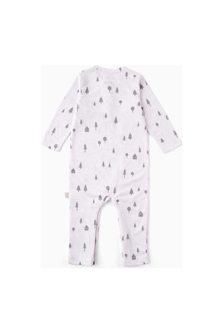 Boumini Bebek Uzun Kollu Çıtçıtlı Tulum Çam Ormanı Desenli-bej Bej