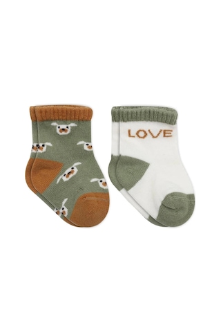 Bistyle Love Dog Penye Soket Çorap 2'li Bs10118 Nil Nil Yeşil