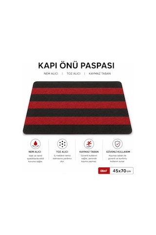 Delta Cc004a Kırmızı Siyah Kaymaz Taban Nem Alıcı Toz Alıcı Kapı Önü Paspası Uv Dayanıklı 45x70 Cm