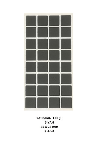 Zemin Koruyucu, 25x25 mm Keçe, Siyah (2 Adet)