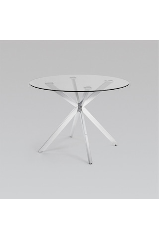 Zalika Paslanmaz Metal&cam Yuvarlak Yemek Masası