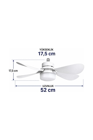 Kendal Kes473 Kumandalı Tavan Vantilatörü 3 Renk Fanlı Led E27 Duy 6 Kanatlı 52 Cm