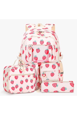 Çilek Baskı Gençler İçin Okul Çantaları Kızlar Schoolbag Büyük Açık Vizon