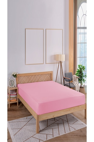 Penye Lastikli Çarşaf, 100 200 Tek Kişilik %100 Pamuk Örme Kumaş, 145 Gr/m² Pembe
