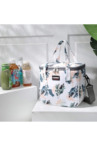 Samdoo Isı Yalıtımlı Yeniden Kullanılabilir Yemek Kutusu, Gençler Erkek Kız Erkek Kadın Çalışma Okul Seyahat Piknik İçin Sıcak/soğuk Tutar, 2 Yan Cep, Dayanıklı 600d Poliester Yaprak Desenli Çok Renkli