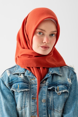 Nisanca Soft Pamuk Jakarlı Eşarp Doğal Dokulu, Hafif Ve Nefes Alan Kumaş- Bambu Kraş Eşarp Yumuşak Dokulu Düz Renk Eşarp, Tesettür Eşarp Turuncu