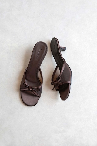Wolk Shoes Tilda Kadın Topuklu Saten Fileli Sandalet Siyah Kahverengi