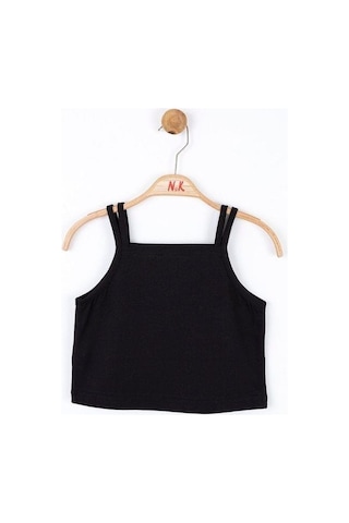 Kız Çocuk Askılı Maya Crop Bluz-13982-siyah Siyah