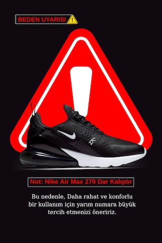 Nike Air Max 270 Erkek Siyah Sneaker Ayakkabı Ah8050-002 Siyah