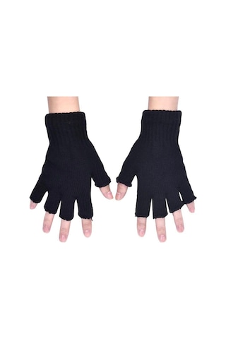 Ritagarcia Unisex Parmakları Açık Triko Eldiven Siyah Ritagarcia Unisex Parmakları Açık Triko Eldiven Siyah
