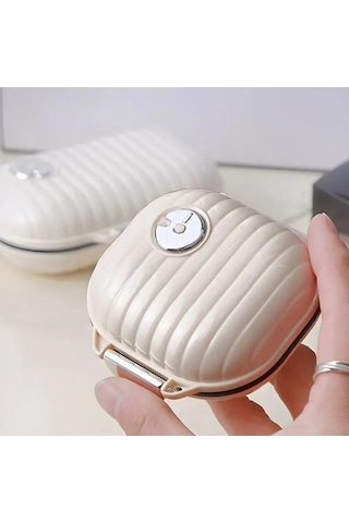 Youmex Mini Reçete Ve Kozmetik Saklama Kutusu - Taşınabilir, Su Geçirmez, Bej Küçük Boy, Bölmeli Organizer