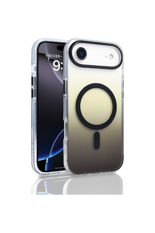 Lexroo Apple iPhone Uyumlu 17 Air Mag Safe Şarj Özellikli Transparan Renk Geçişli Toros Kılıf - Siyah