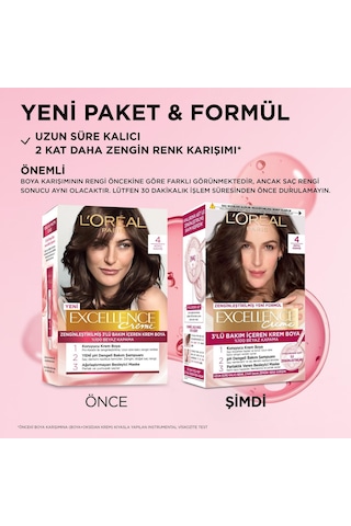 Excellence Saç Boyası 4 Koyu Kahve 3'lü Set Yenilenmiş Amalaj