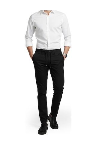 Deepsea Siyah Esnek Kumaş Slim Fit Beli Lastikli Günlük Spor Pantolon 2601070 Siyah