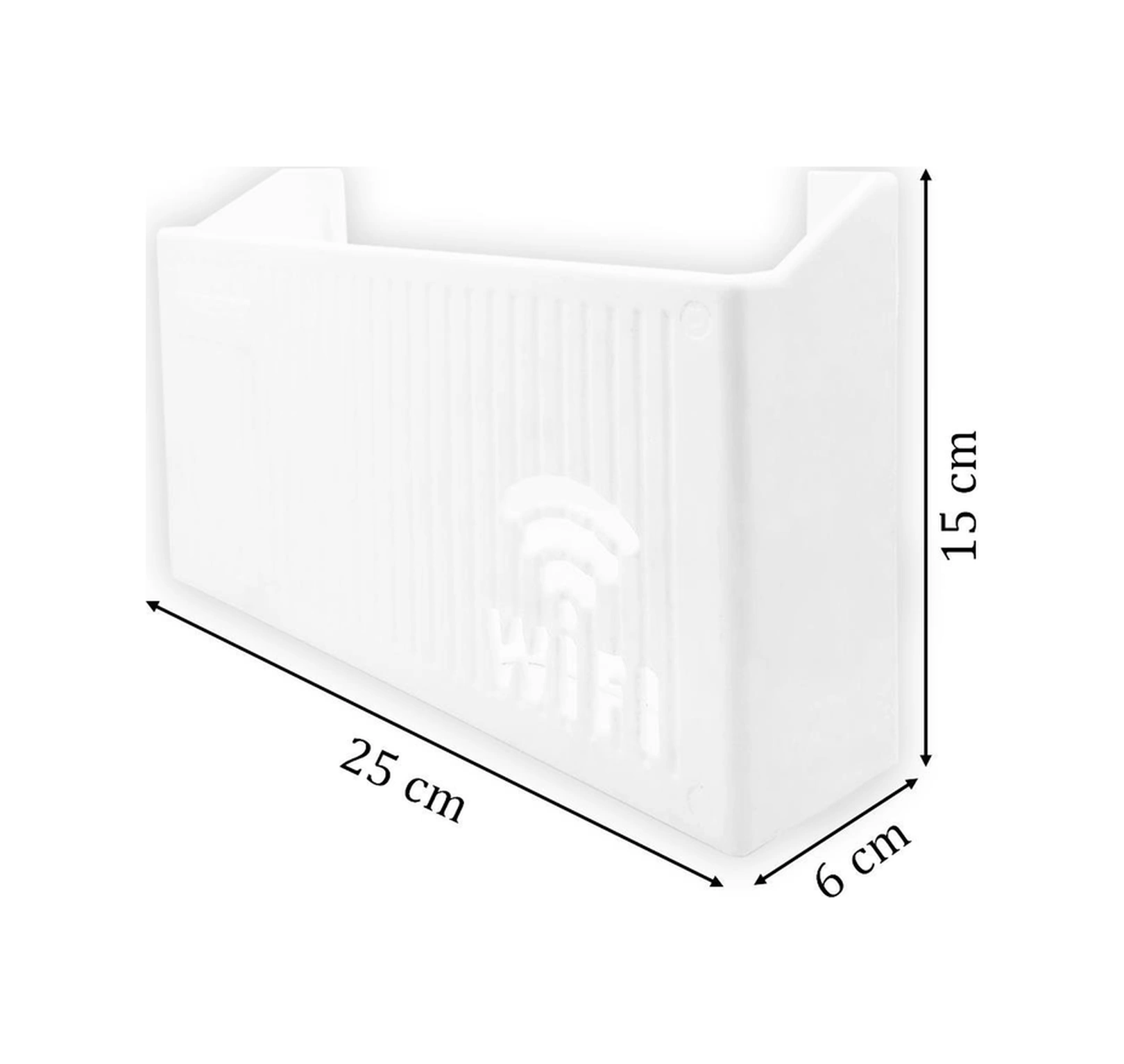 Duvara Asılabilir Modem Wifi Saklama Kutusu Pleksi Minimalist Tasarım 25x15x6 Cm Beyaz