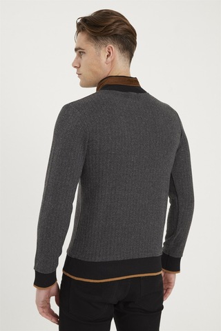 1039 Dewberry Erkek Sweatshırt-desenli Gri