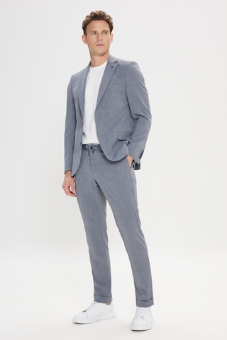 Ac&co Erkek Grı Slim Fit Mono Yaka Beli Bağlamalı Gofre Desenli Takım Elbise Gri