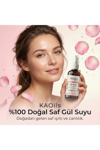 Saf Gül Suyu - 100% Pure Rose Water 100 Ml - Doğal Gül Mayası Hidrolatı - Canlandırıcı Ve Nemlendirici Yüz Toniği Cam Şişe Ve Sprey