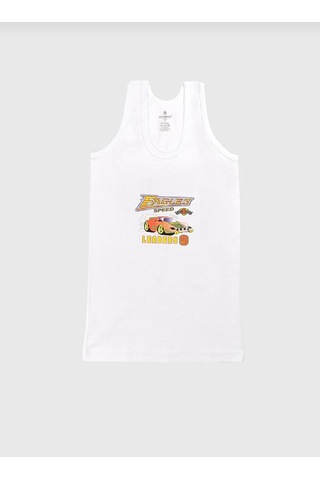 Ceylanoğlu 6'lı Ribana Baskılı Erkek Çocuk Atlet-318 Beyaz