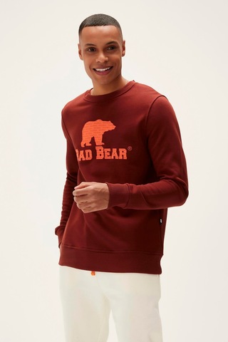 Bad Bear Logo Crewneck Erkek Sweatshirt-25278 - Kahverengi