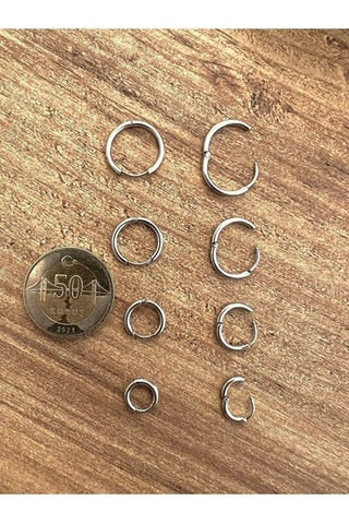 Ince Barlı 316l Cerrahi Çelik Unisex Halka Küpe 8mm Ebatlı Çok Renkli