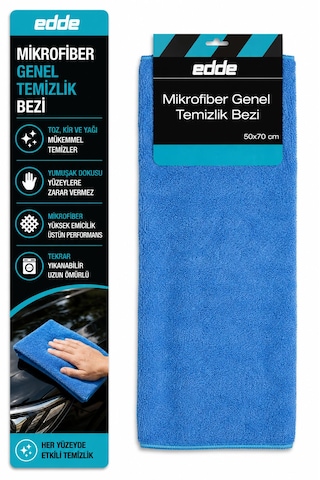 Edde Araba Araç Oto Mikrofiber Genel Temizlik Bezi 50 70 Cm Oto Detailing