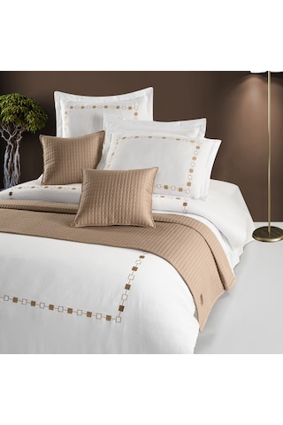 Pasioni Saten Elegante Camel Nakışlı Çift Kişilik Nevresim Takımı Camel