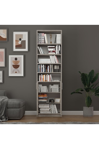 Asra Trend K-37 %100 MDF 60 cm Kapaklı Kitaplık Raflı Ofis Dosya Dolabı Retro Taş