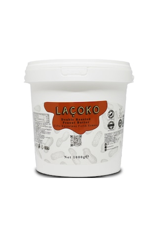 Laçoko Kova Şekersiz Katkısız Glutensiz Vegan Doğal Çifte Kavrulmuş Yer Fıstığı Ezmesi 1 KG