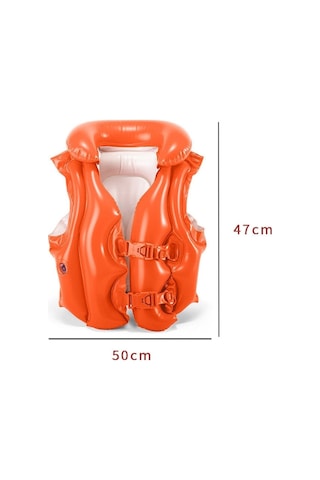 Şişme Can Yeleği Yüzme Can Yeleği Deniz Yeleği Şişme Cankurtaran Yelek Life Vest Emniyet 50x47 Cm. Kırmızı