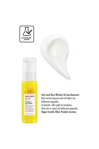 Maru.derm Güneş Kremi Spf 50+ C Vitamini Güneş Kremi 50 Ml Yeni Nesil Kore Filtreleri