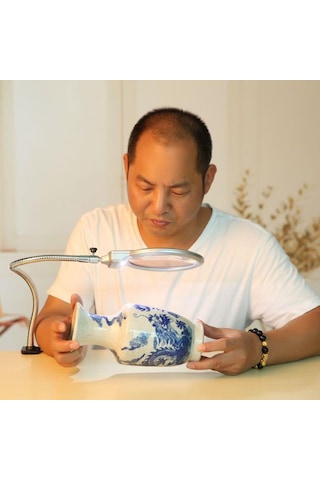 Led Işıklı Mandallı Büyüteç 130 Mm Işıklı Masa Lambası Pilli