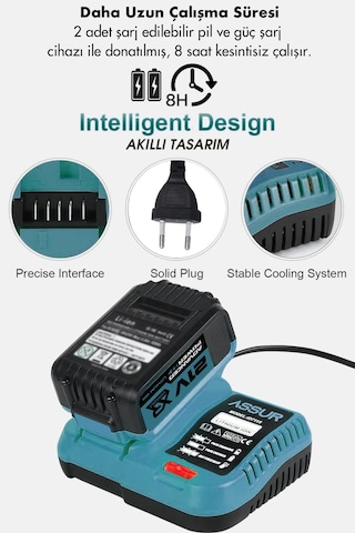 Assur Profesyonel 21V Çift Akülü 450 Nm Somun Sıkma Sökme + 125 Mm Taşlama 2'li Set - 1645
