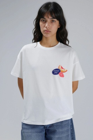 Hiccup Baskılı Oversized T-shirt Turuncu