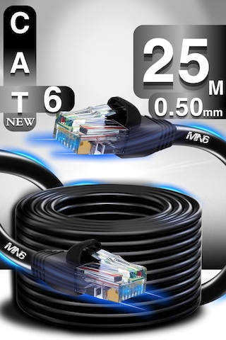 MN6 M106 25 metre ethernet kablo/UTP 0.50mm Cat6 Iki Kat Korumalı/iç Dış Mekan/25 Metre Cat6 kablo