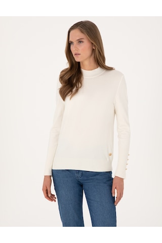 Pierre Cardin Ekru Slim Fit Yarım Balıkçı Basic Kazak 50310887-vr019