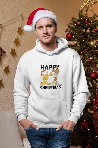 Garfield Happy Christmas Kapşonlu Sweatshirt 001