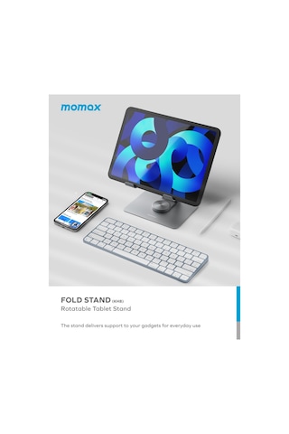 Momax KH5L1 Katlanır Dönebilen Telefon - Tablet Standı Titanyum